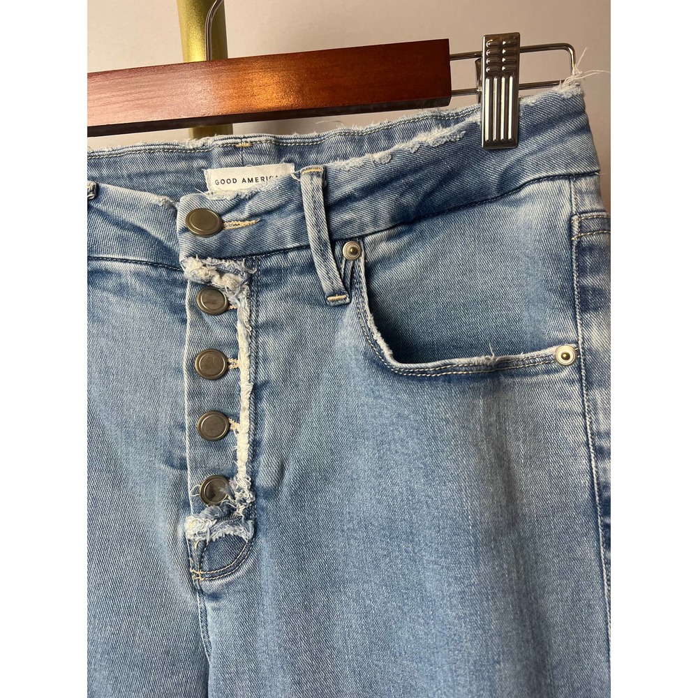 Good American Light Blue High-Rise Flare Jeans - Picture 3 of 7